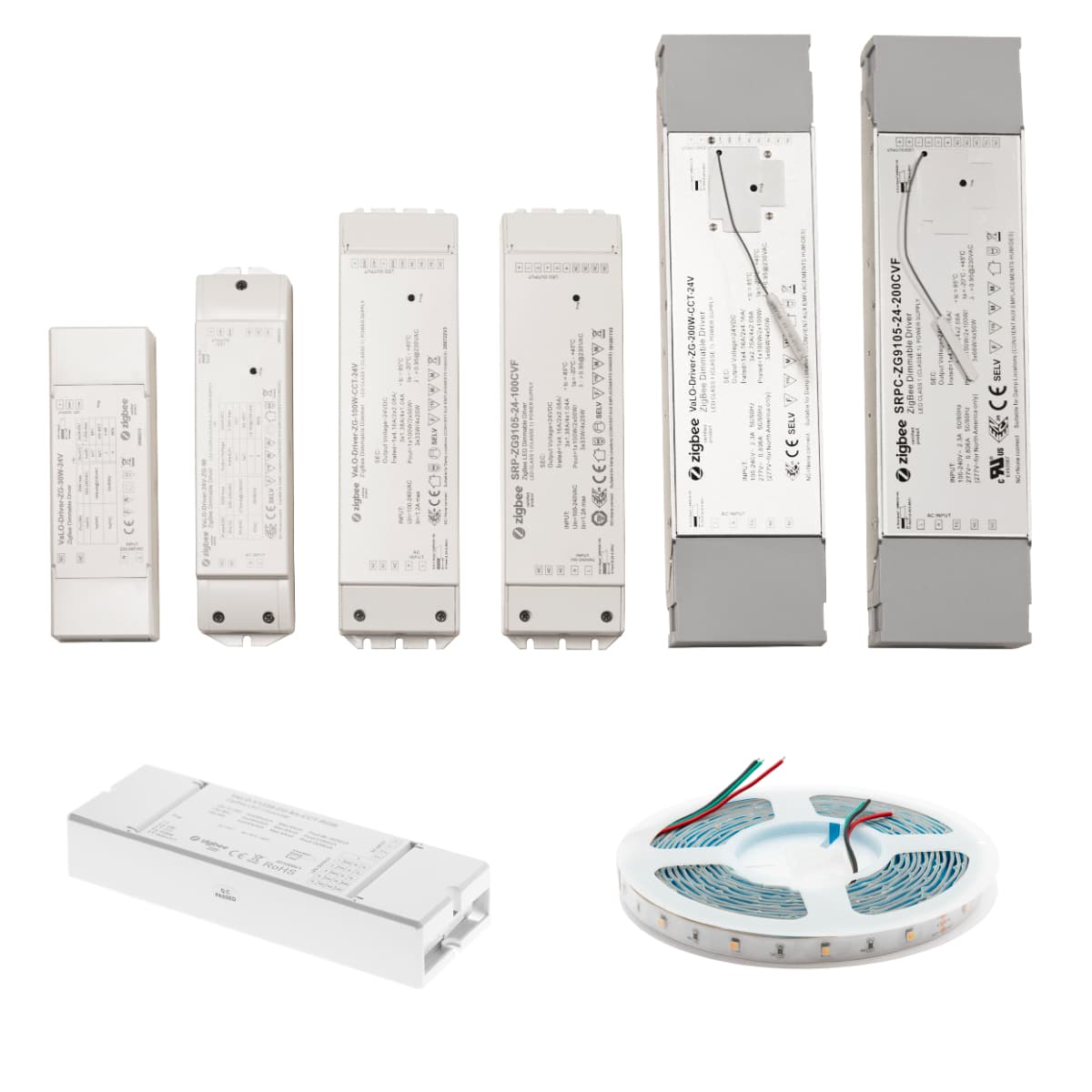 <p data-block-key="jgs5s">Kuva 6. Zigbee-protokollan muuntajilla voidaan ohjata langattomasti esimerkiksi värilämpötilasäädettävää led-nauhaa.</p>