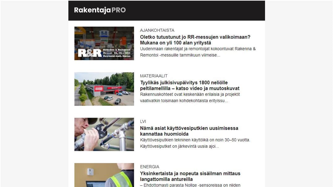 Rakentaja PRO -uutiskirje