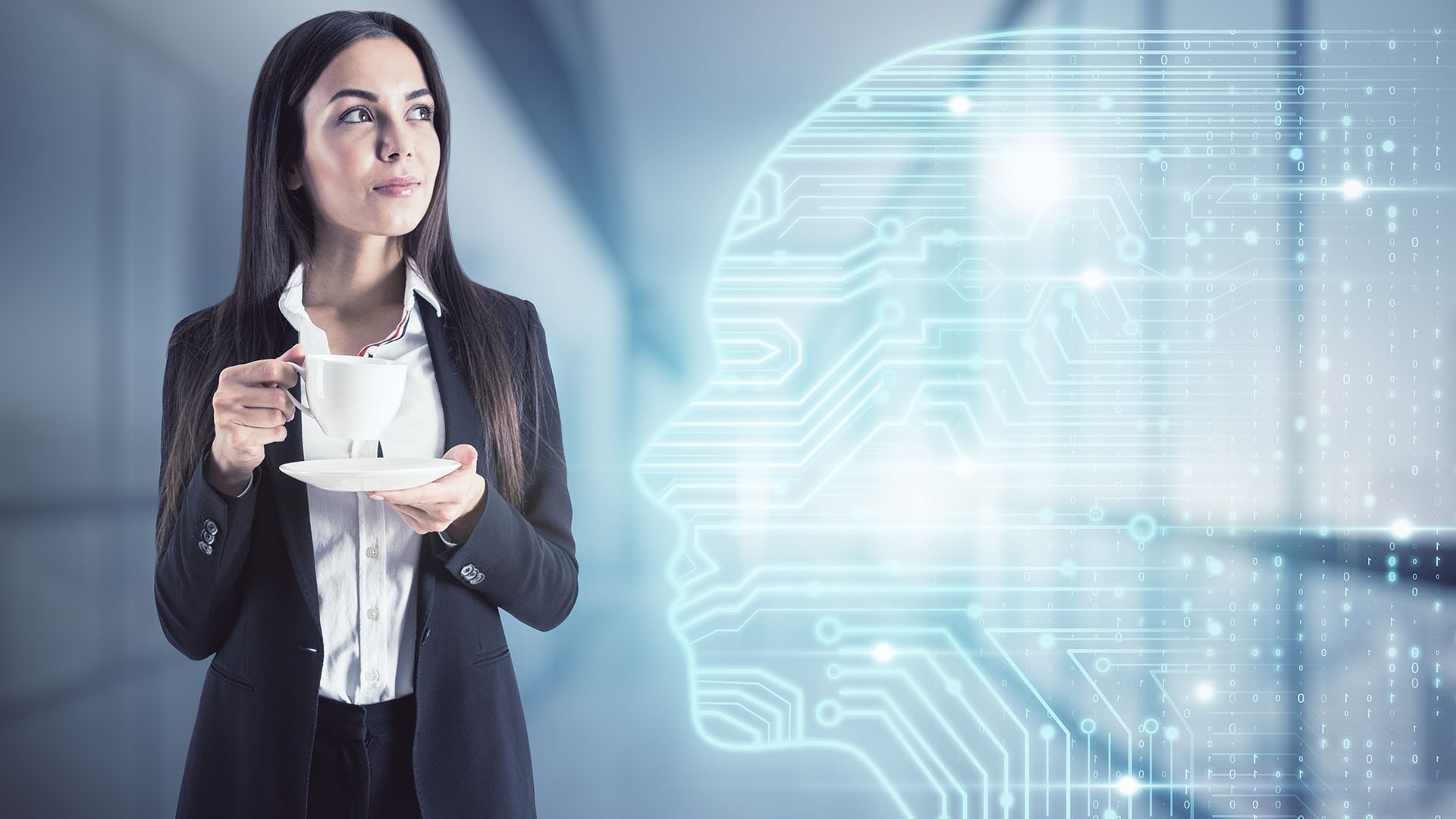 1920 nainen juo kahvia tekoälyä kuvaava profiilikuva