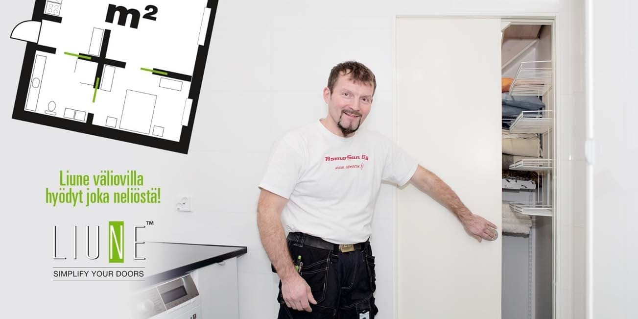 Väliovi, joka tuo lisää tilaa kylpyhuoneeseen