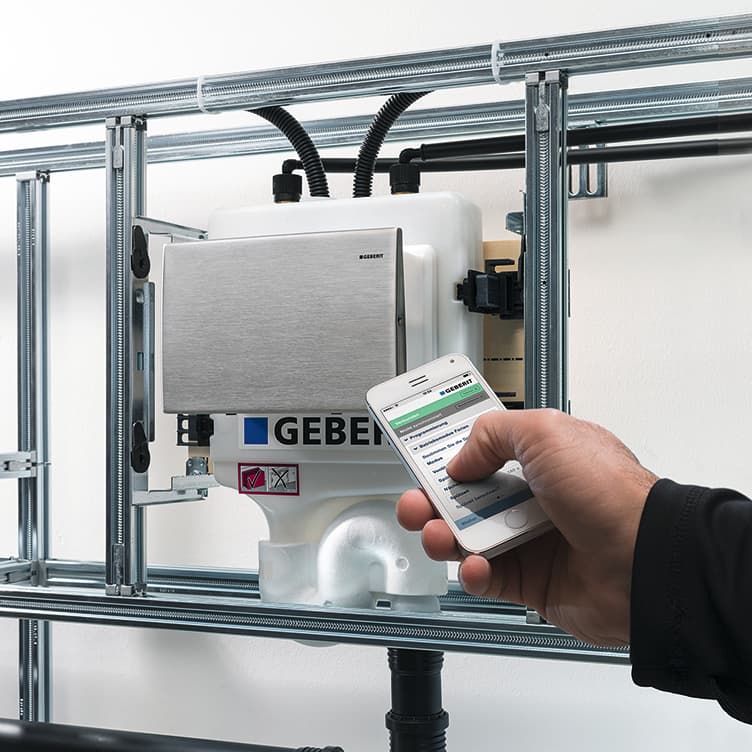 Geberit hygieniahuuhtelulaite ja ohjaus älypuhelimella