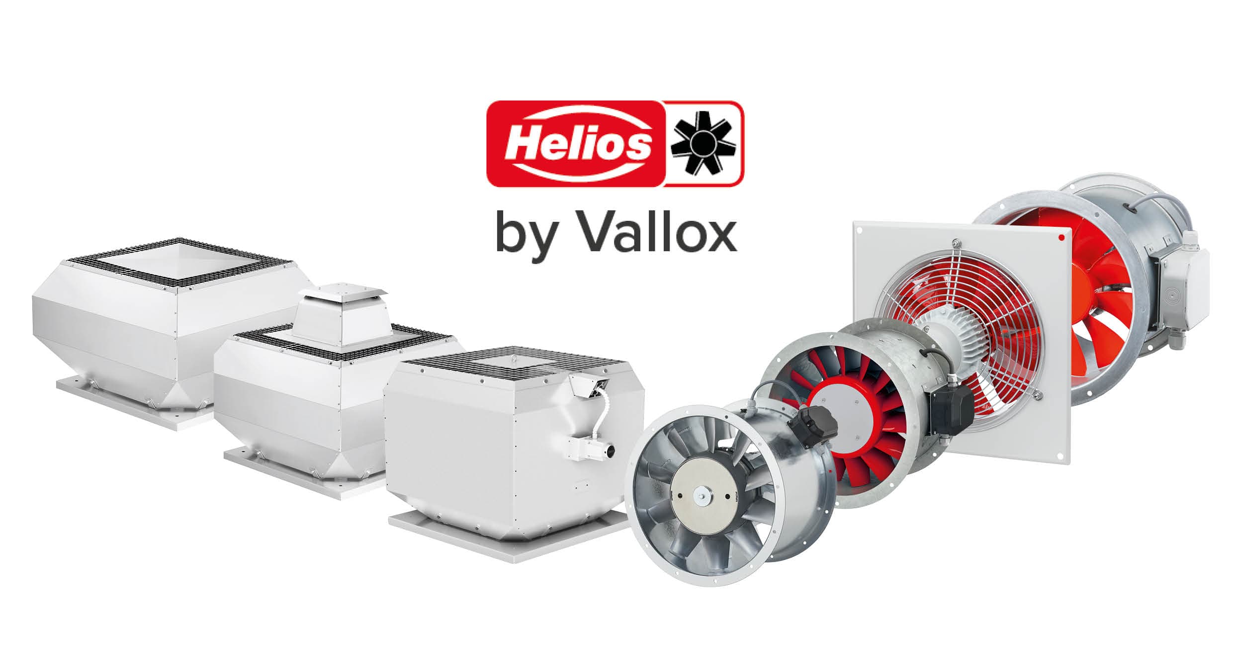 kolme erilaista huippuimuria ja neljä eri kokoista seinäpuhallinta