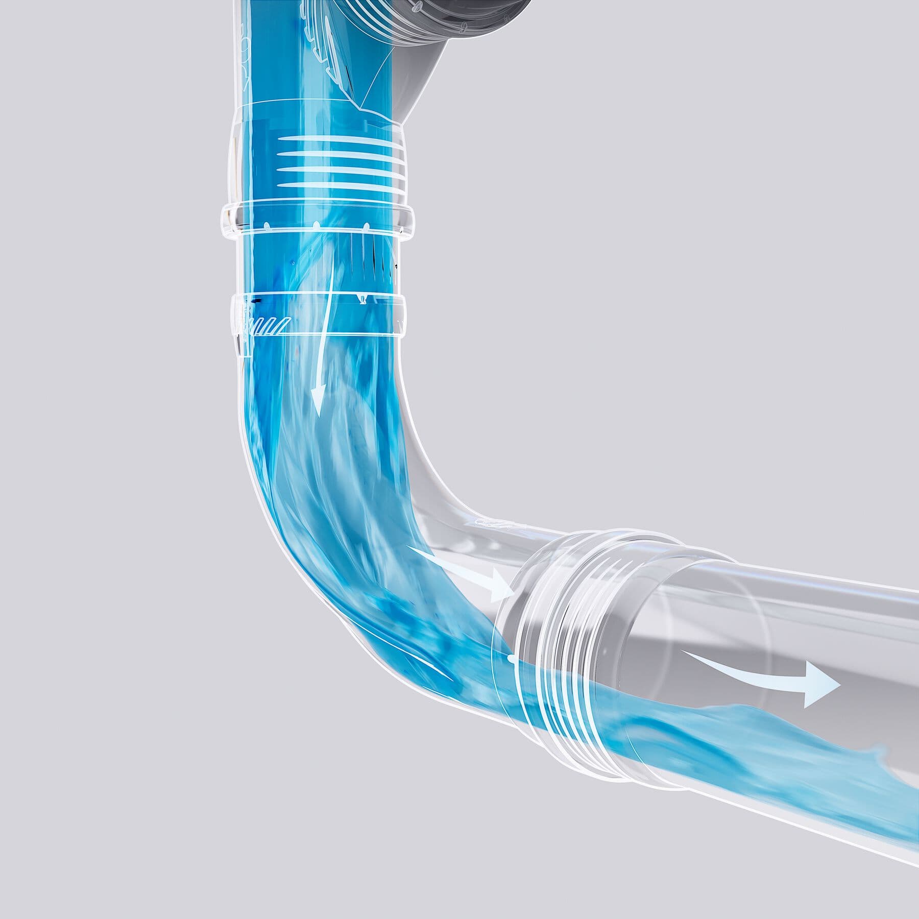 <p data-block-key="utg5u">Geberit Silent-Pro BottomTurn -pohjakulman muotoilu rikkoo vesivuon suunnanmuutoskohdassa ja pyörivä virtaus muuttuu kerrosteiseksi virtaamaksi ilman, että ilmapylväs häiriintyy. Muotoilun avulla virtausprofiilin muutos vähentää huomattavasti energiahäviötä tavanomaisiin ratkaisuihin verrattuna.</p>