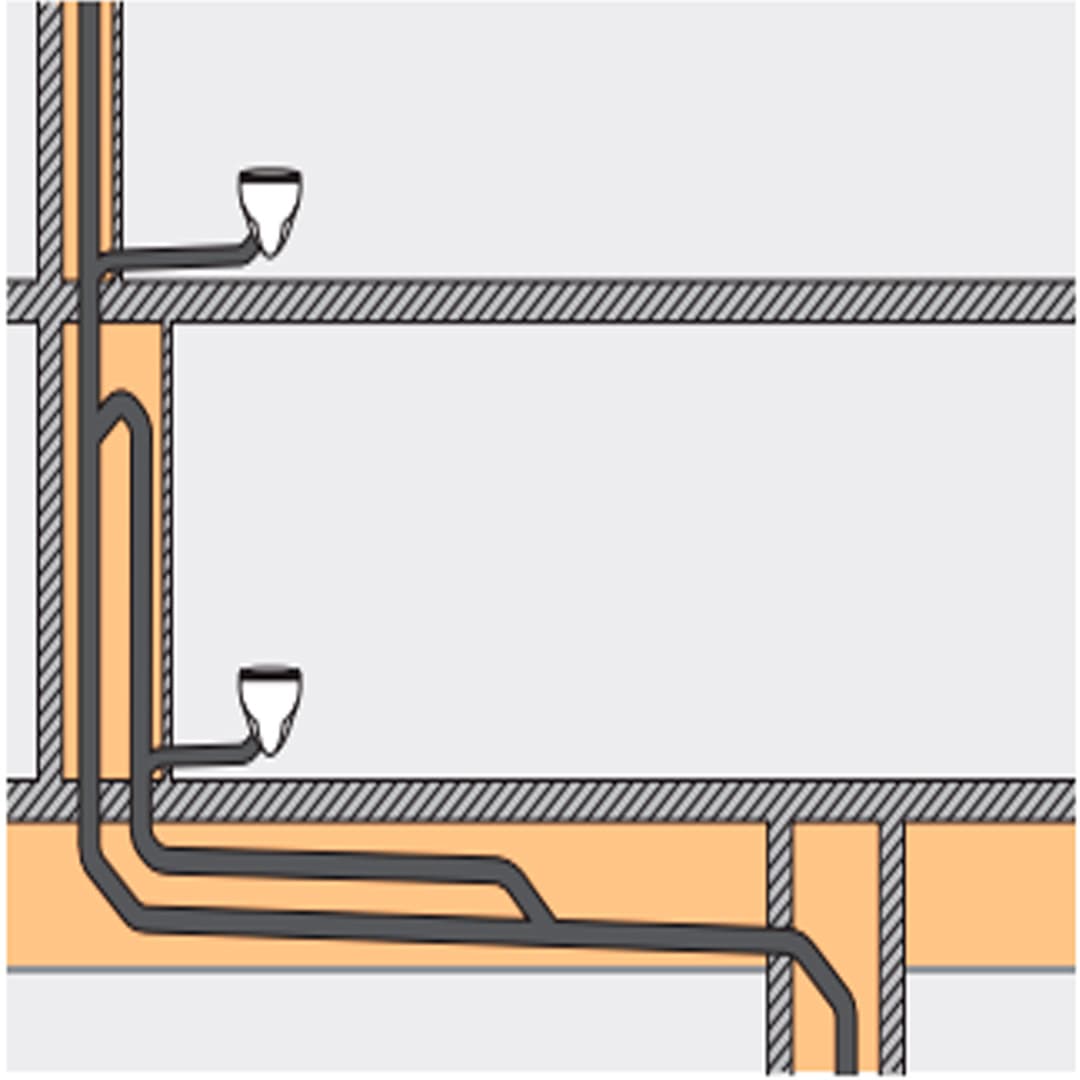 <p data-block-key="9chid">Perinteinen viemärijärjestelmä paineentasaushaaralla sekä vaakakokoojassa tarpeen mukainen kaato.</p>